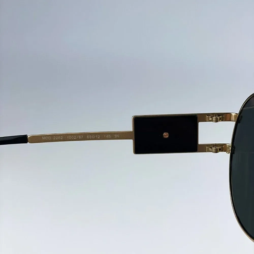 NEW Versace VE2252 100287 BRAND NEW Gold Dark Grey Metal Pilot Unisex Sunglasses